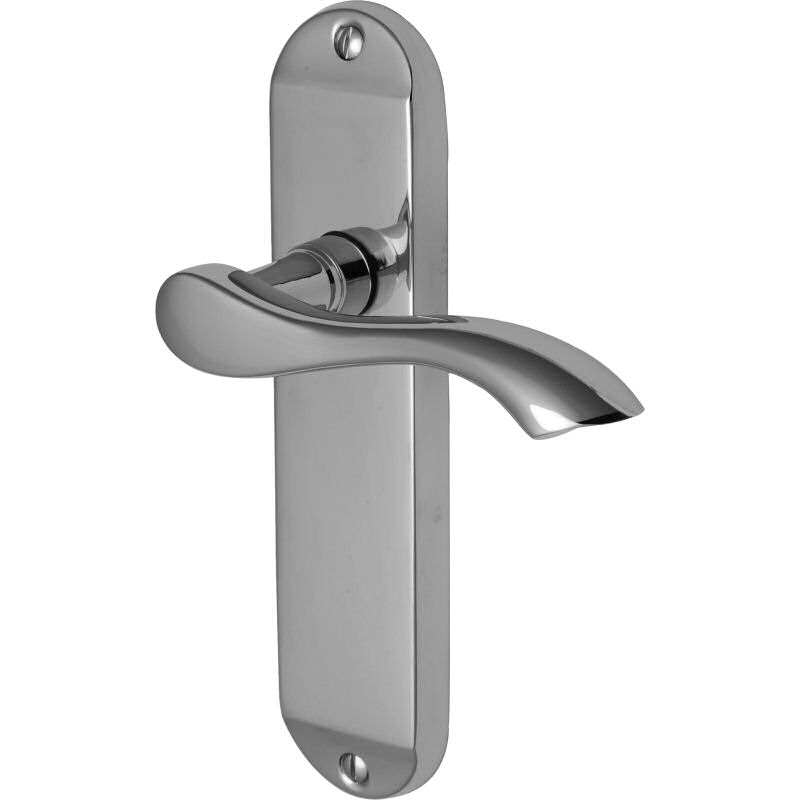 Algarve handle lever latch on short plate polished chrome