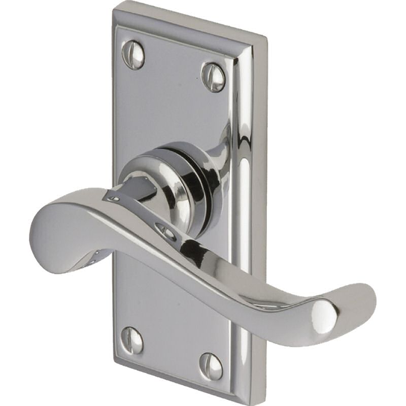 Edwardian handle lever latch on short plate polished chrome