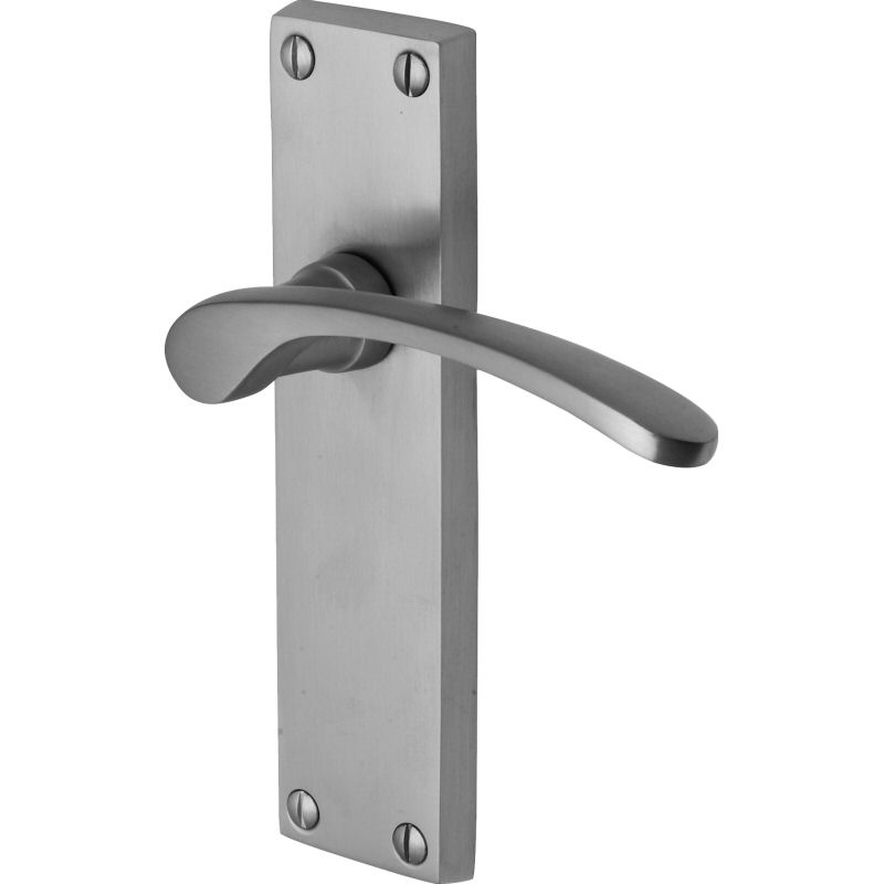 Sophia handle lever latch on long plate satin chrome