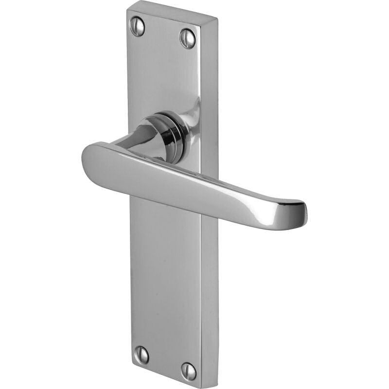 Victoria handle lever latch on long plate polished chrome