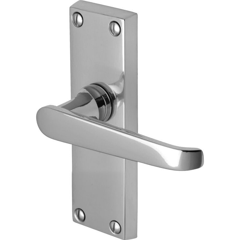 Victoria handle lever latch on short plate polished chrome